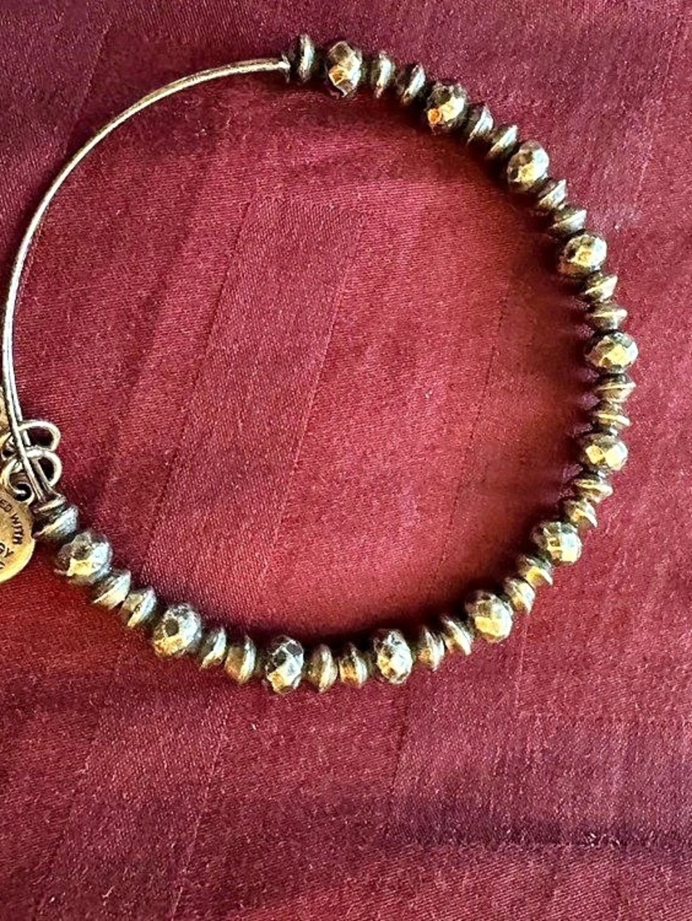 Alex and Ani Silver Beaded Bangle Bracelet Gold & Black